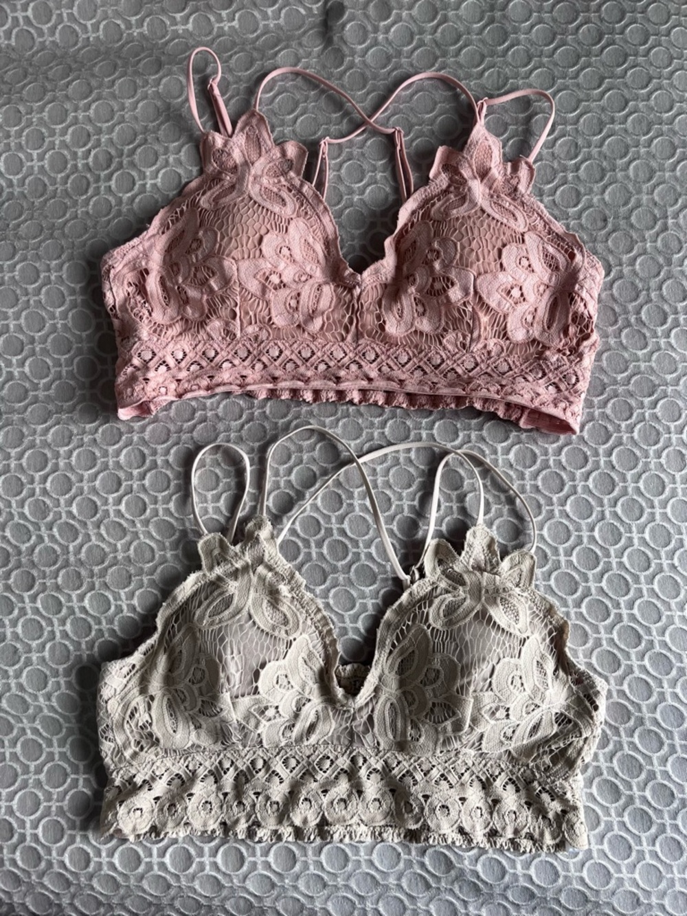 Cherished Lace Bralette Duo in Dusty Pink and Cream